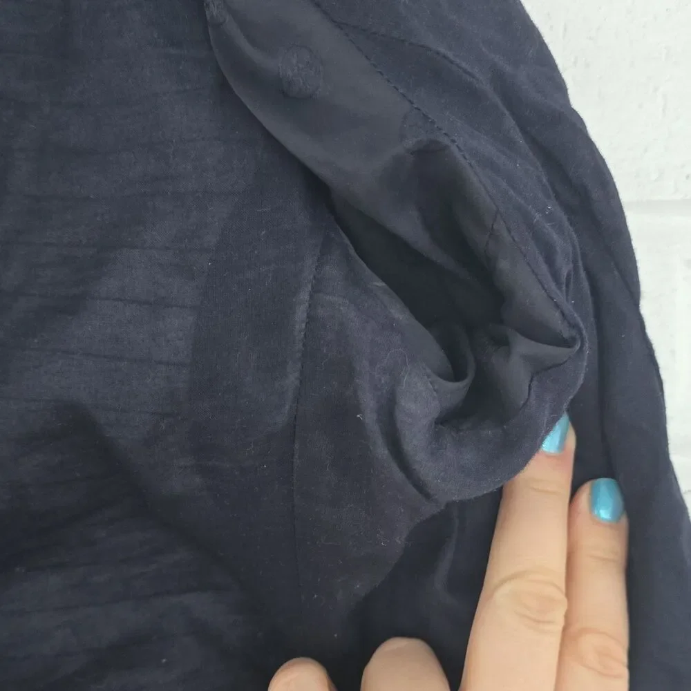 Tory Burch Leather Biker Jacket Cropped Navy Size 14